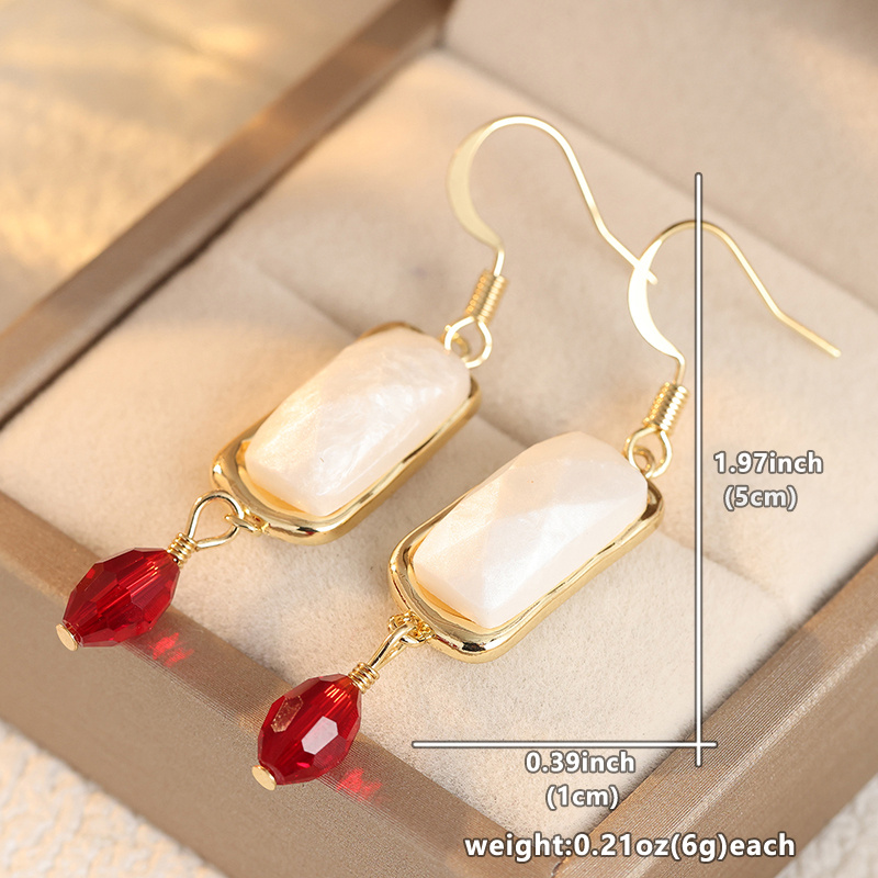 Women's Elegant White Agate Drop Earrings